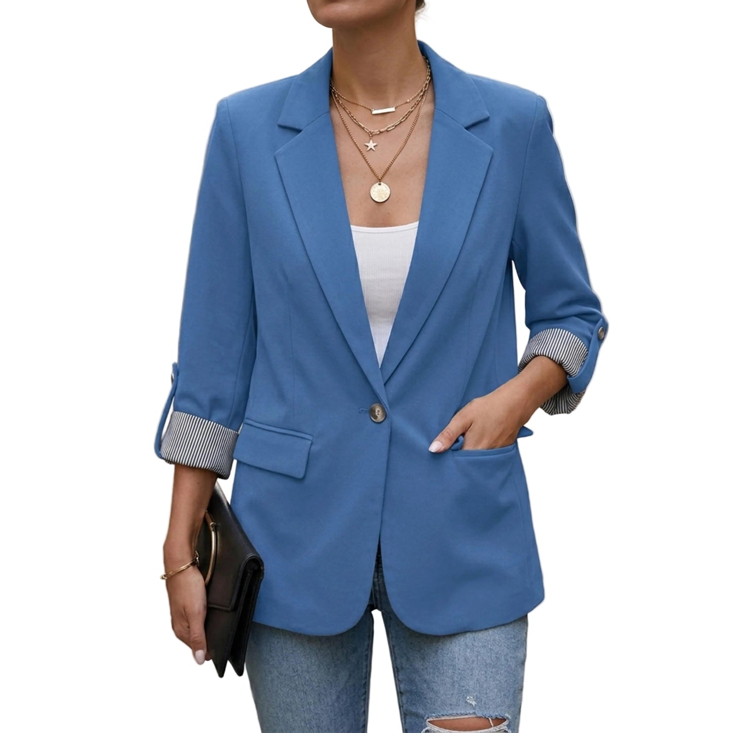 Women's Open Front Tailored Blazer-Rilvee