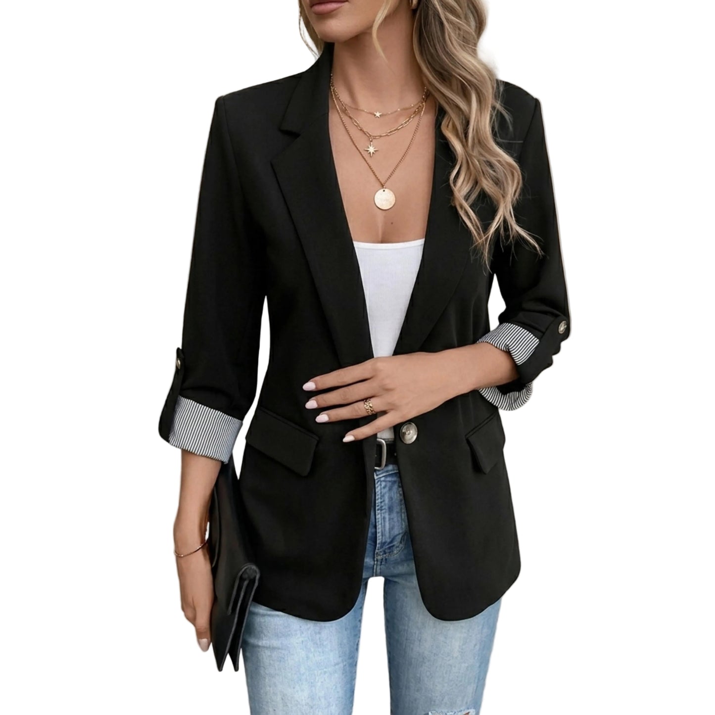 Women's Open Front Tailored Blazer-Rilvee