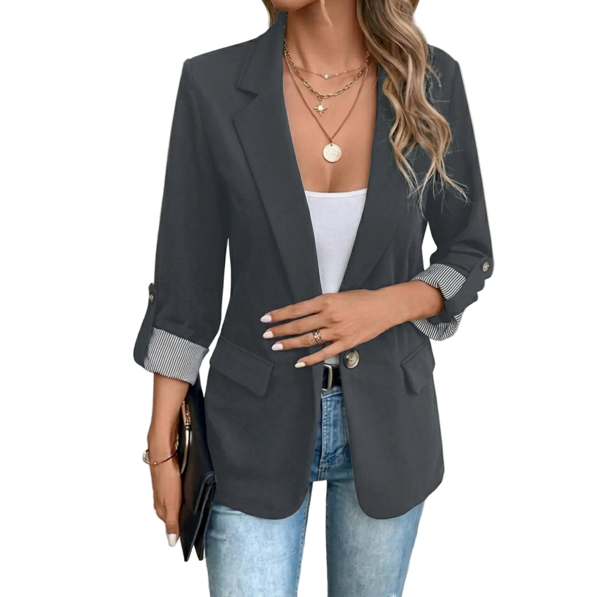 Women's Open Front Tailored Blazer-Rilvee