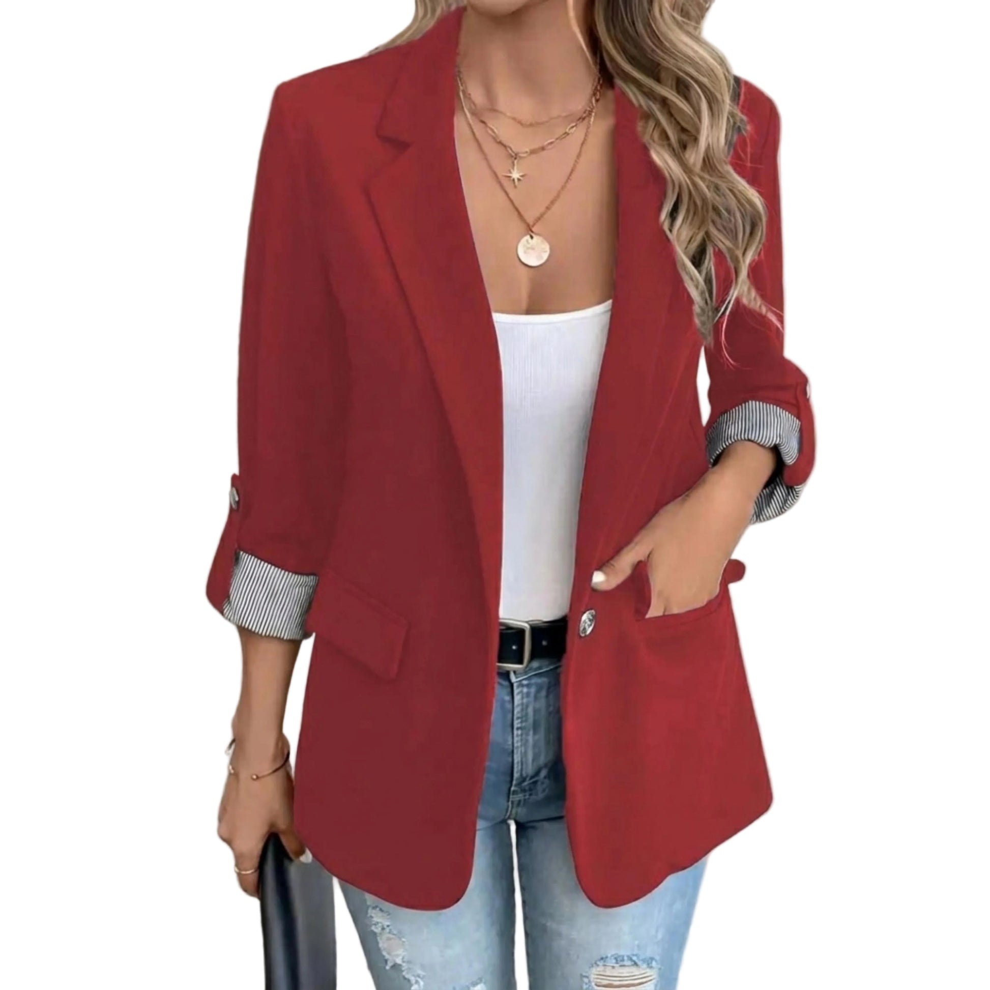 Women's Open Front Tailored Blazer-Rilvee