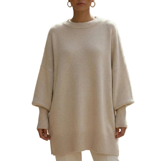 Women's Oversized Round Neck Knit Sweater-Rilvee