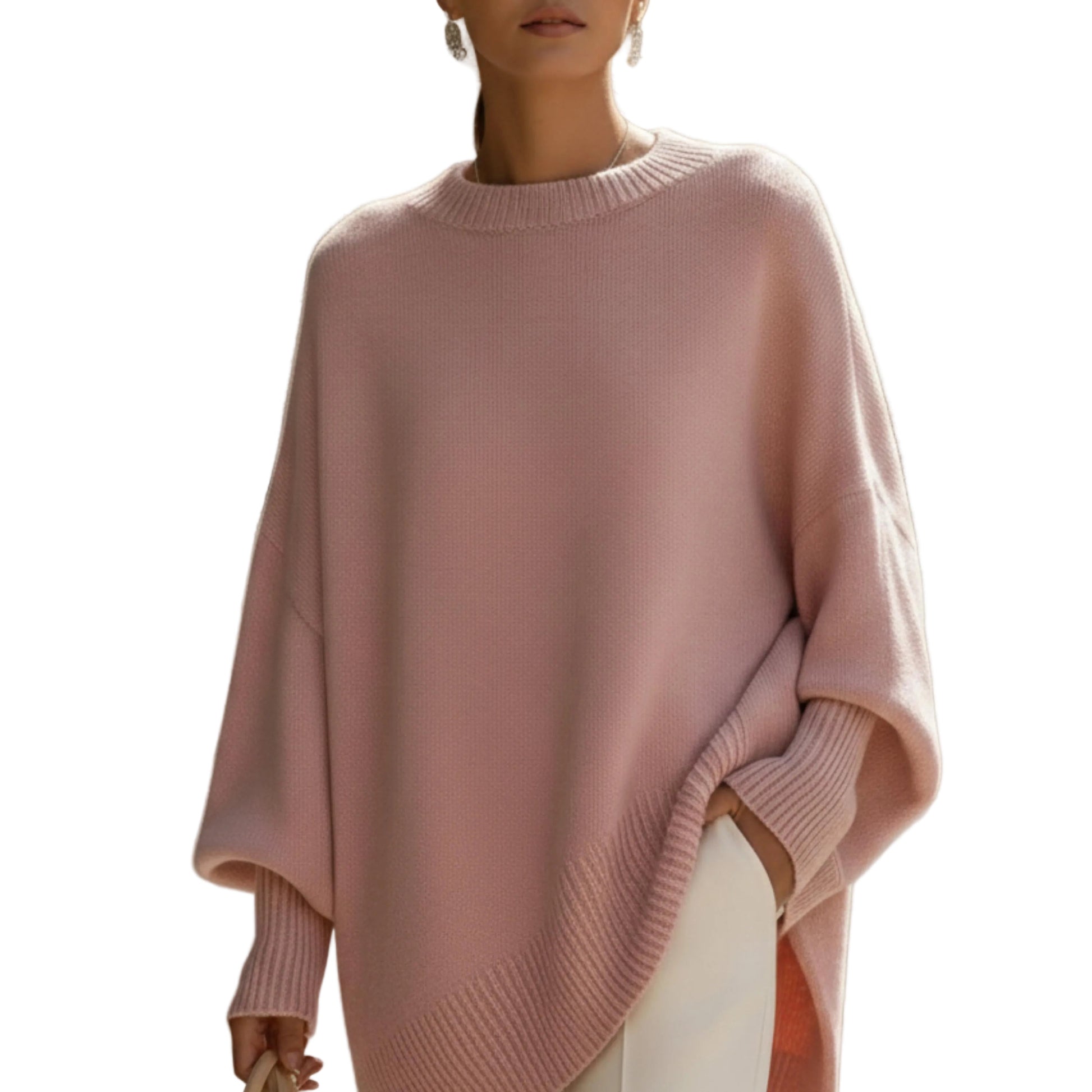 Women's Oversized Round Neck Knit Sweater-Rilvee