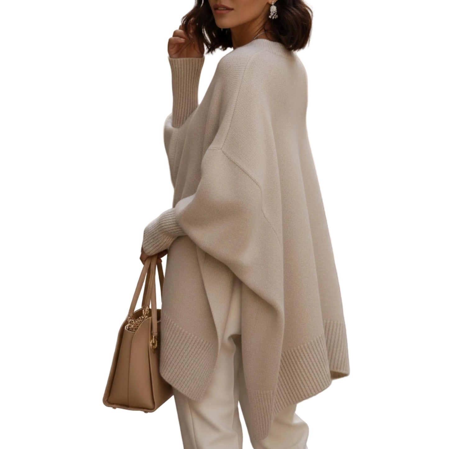 Women's Oversized Round Neck Knit Sweater-Rilvee