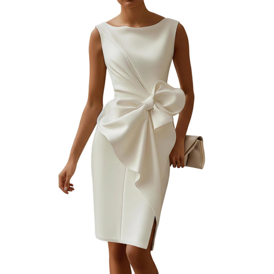 Women's Sleeveless Midi Dress with Waist Tie-Rilvee