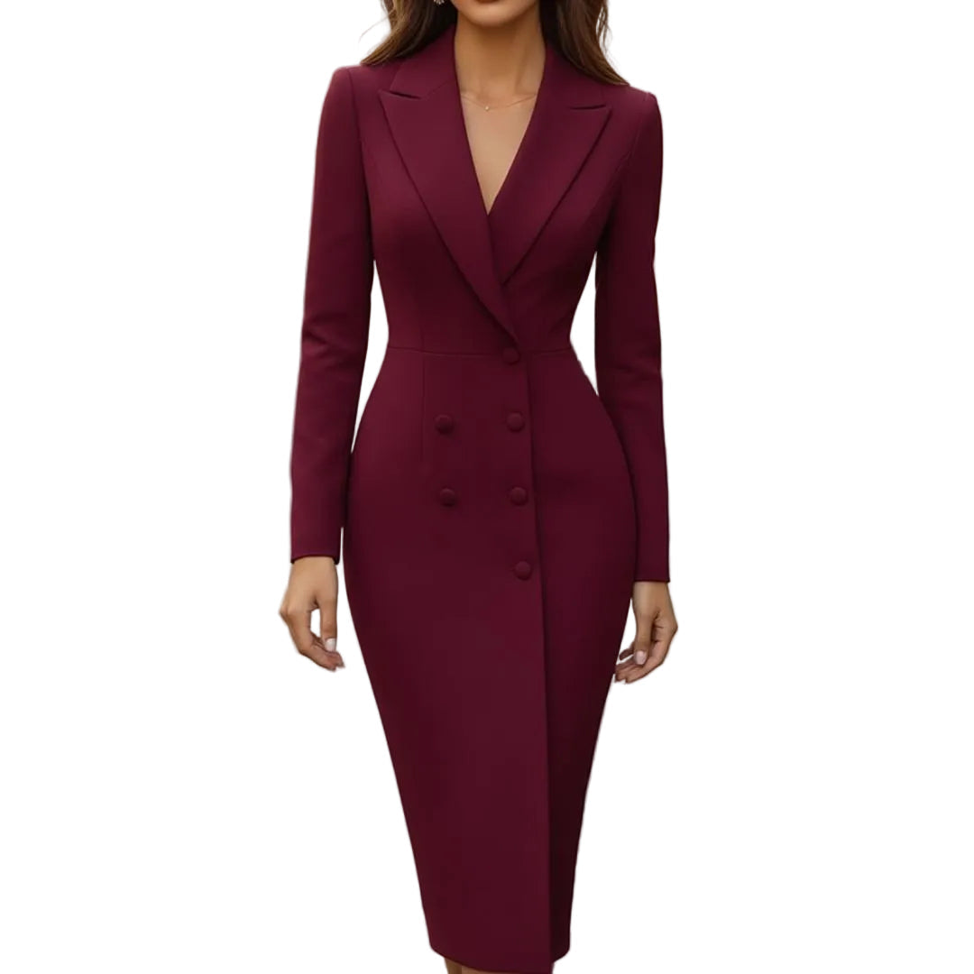 Women’s Tailored Midi Dress Notched Lapel-Rilvee